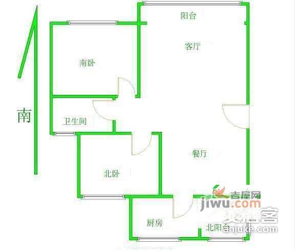 皇朝新城2室2厅1卫127㎡户型图