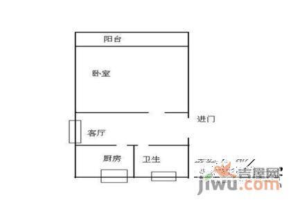 北茶园1室1厅1卫52㎡户型图