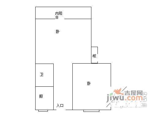 院东大楼2室1厅1卫52㎡户型图