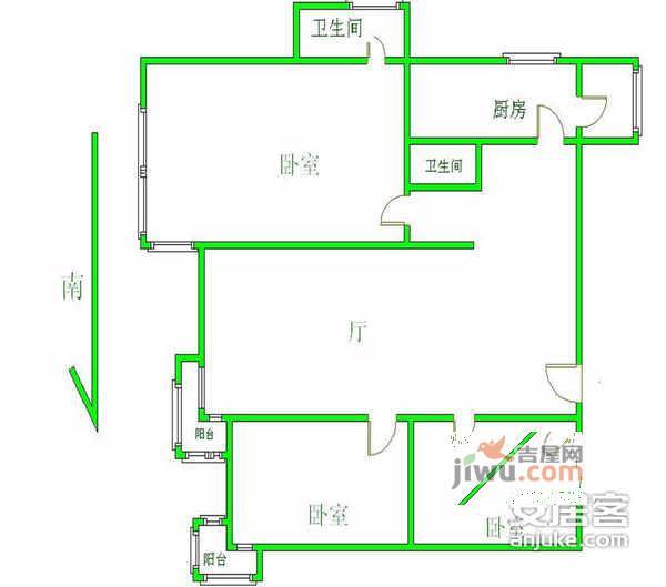 保利香槟苑3室2厅2卫户型图