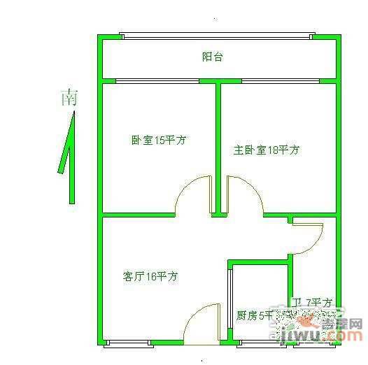 银浦大楼2室1厅1卫74㎡户型图