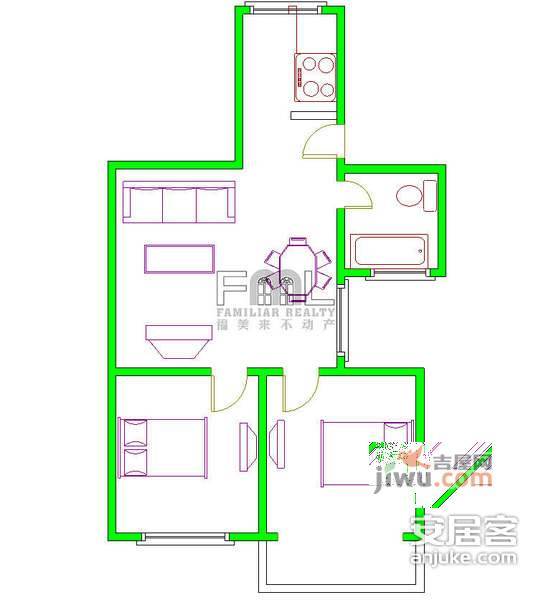 鑫隆公寓2室1厅1卫83㎡户型图