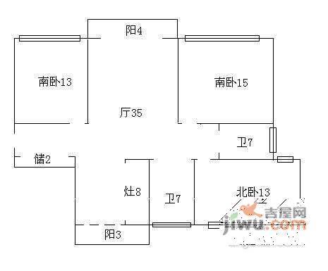 紫藤佳苑3室2厅2卫125㎡户型图