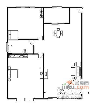 双喜公寓2室2厅1卫95㎡户型图