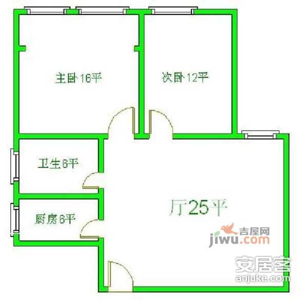 丹江新苑2室2厅1卫105㎡户型图