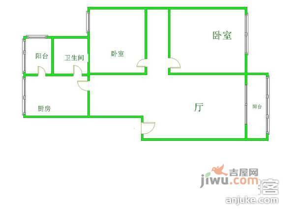 嘉禄公寓2室2厅1卫89㎡户型图