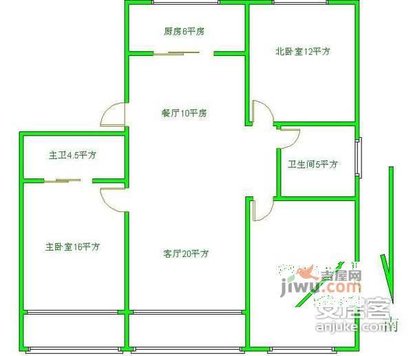 九州家园3室2厅2卫134㎡户型图