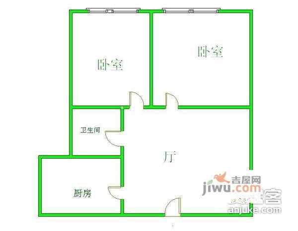 百兴花园2室2厅1卫105㎡户型图