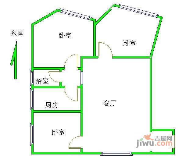 百兴花园3室1厅1卫114㎡户型图