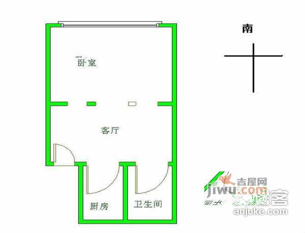 百兴花园1室1厅1卫58㎡户型图