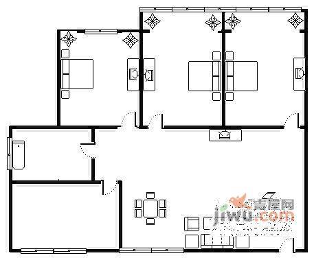 百兴花园3室2厅1卫106㎡户型图