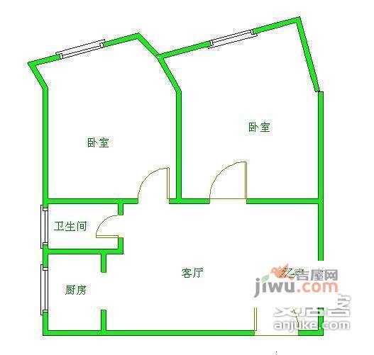 百兴花园2室1厅1卫90㎡户型图