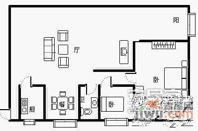华侨公寓2室2厅2卫115㎡户型图
