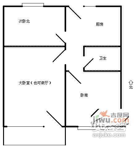 岳阳大楼3室0厅1卫62㎡户型图