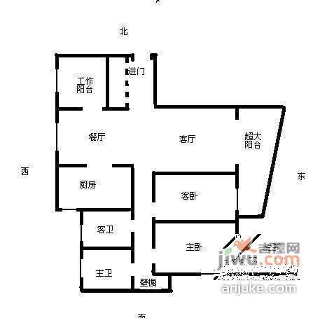 鸿艺豪苑2室2厅2卫160㎡户型图