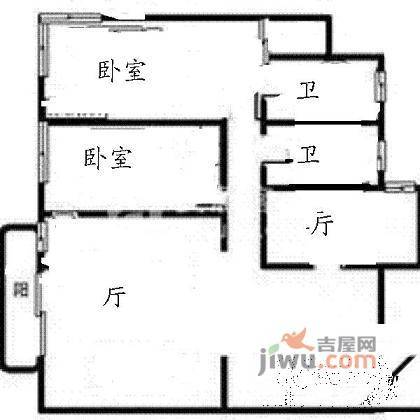 鸿艺豪苑2室2厅2卫160㎡户型图