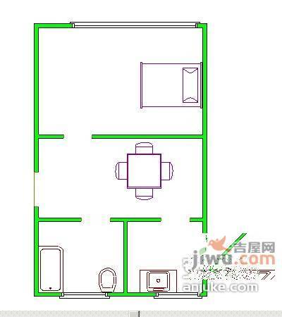 长桥六村1室1厅1卫50㎡户型图