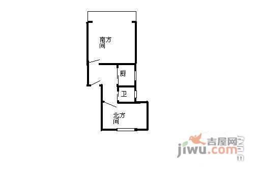 罗秀二村2室1厅1卫60㎡户型图