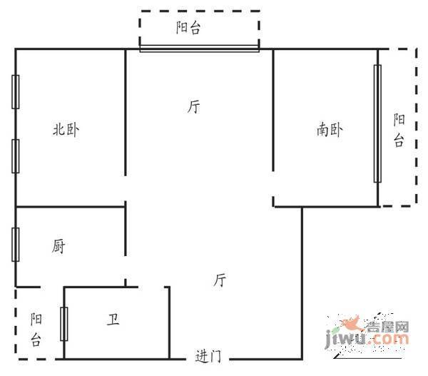 徐汇凌云公寓2室2厅2卫130㎡户型图