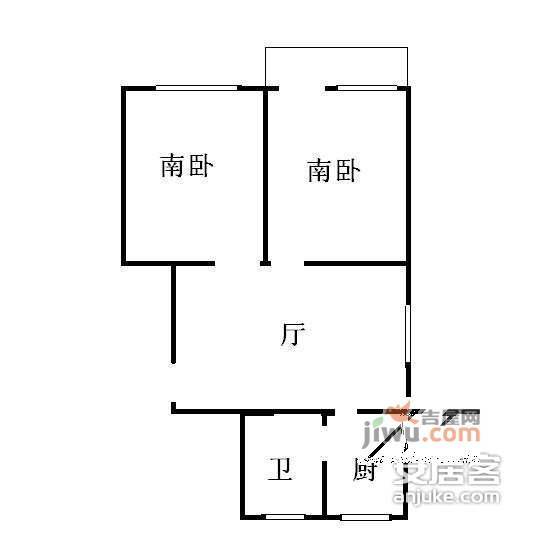 化工二三村2室1厅1卫53㎡户型图