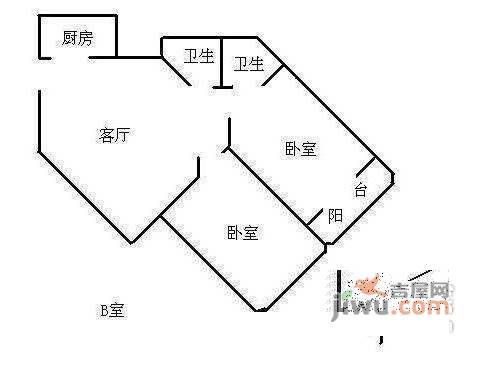 百合花苑3室2厅2卫161㎡户型图