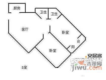 百合花苑2室2厅2卫127㎡户型图