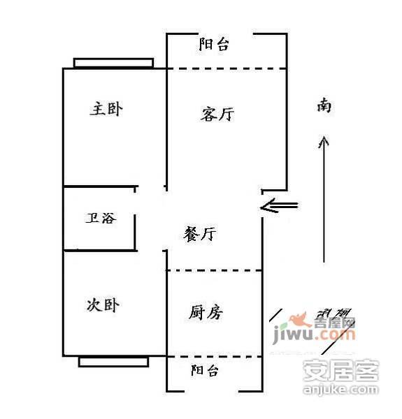 海上名邸2室2厅1卫110㎡户型图