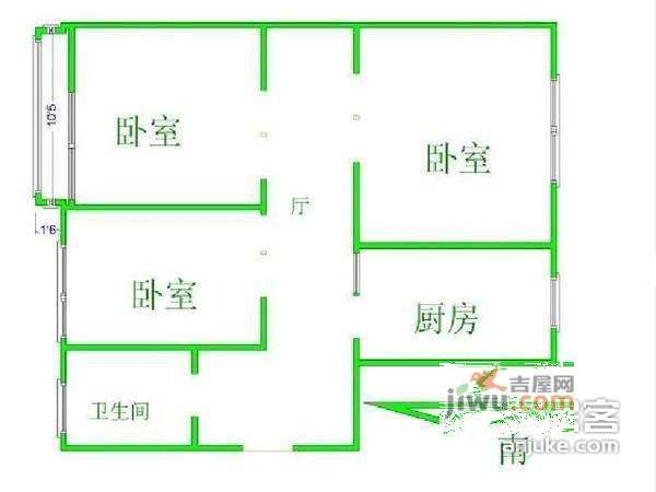 桂林新苑3室1厅1卫114㎡户型图