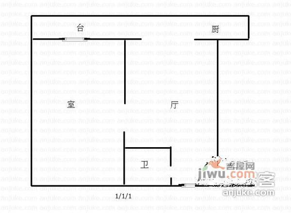 吴中公寓1室1厅1卫72㎡户型图