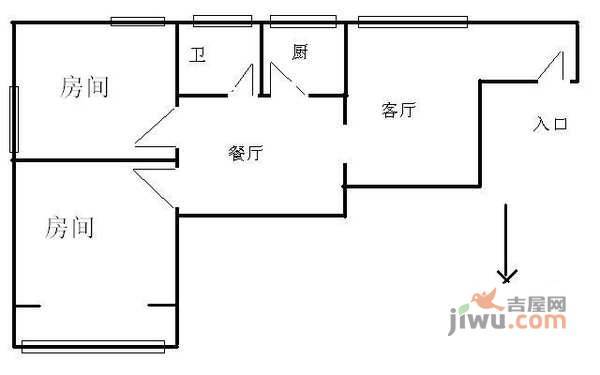 银丽公寓2室2厅1卫88㎡户型图