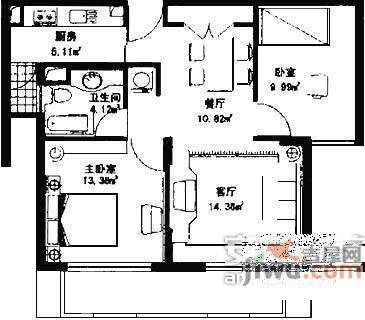 徐汇长春苑2室1厅1卫83㎡户型图