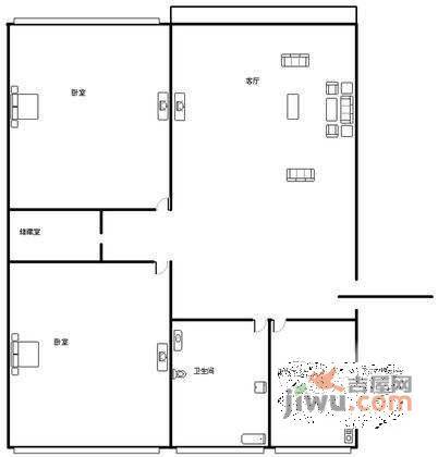 欣嘉苑2室2厅1卫85㎡户型图