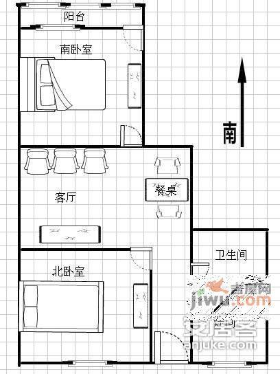 龙漕大楼2室1厅1卫82㎡户型图