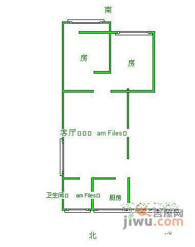 长峰小区2室2厅1卫90㎡户型图