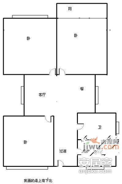 俞三小区3室1厅1卫104㎡户型图