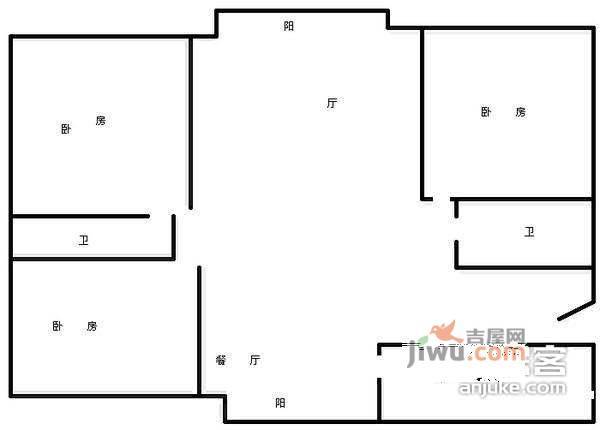 三江小区3室2厅2卫141㎡户型图