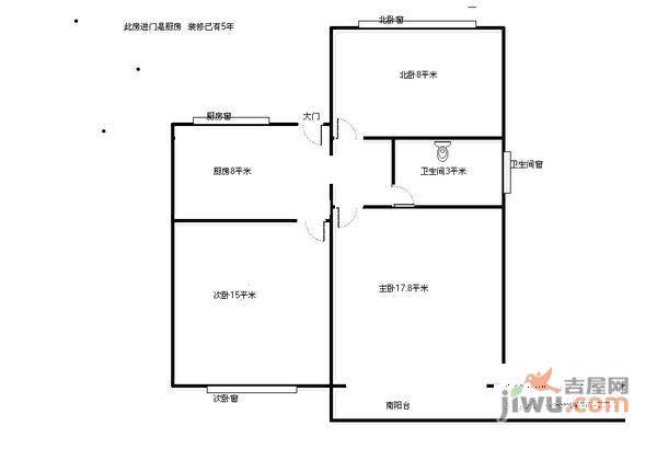 三江小区2室0厅1卫54㎡户型图