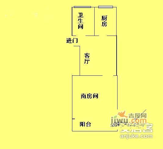 狮城花苑1室1厅1卫44㎡户型图