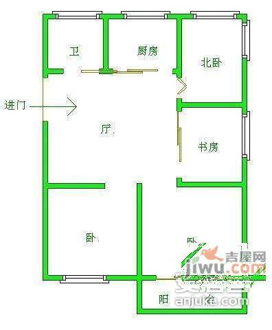 狮城花苑3室1厅1卫92㎡户型图