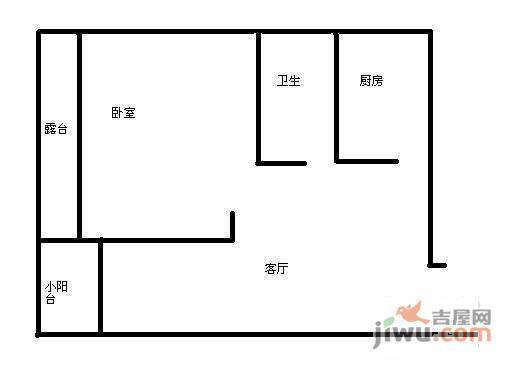 泰来大厦1室1厅1卫53㎡户型图