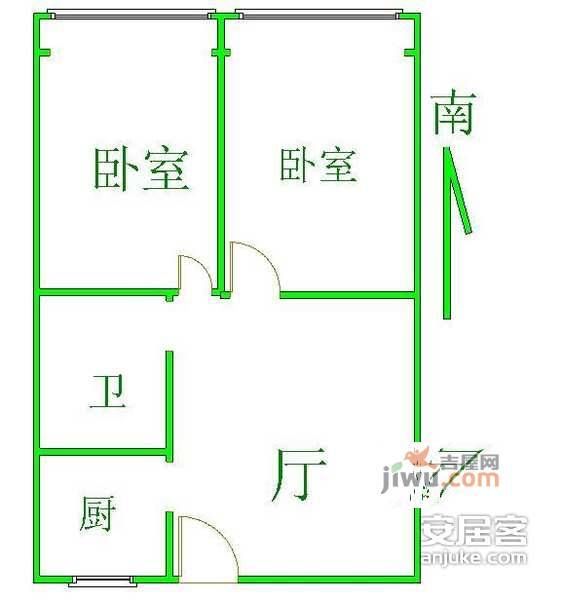 景泰大厦2室1厅1卫115㎡户型图
