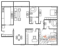 金色港湾公寓5室3厅3卫226㎡户型图