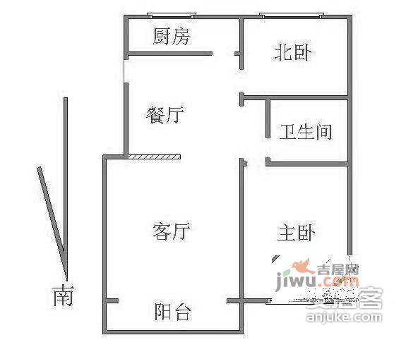 金色港湾公寓2室2厅1卫户型图