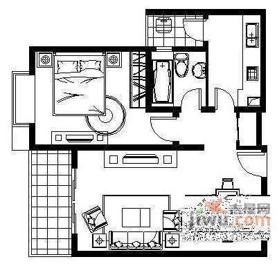 漕溪公寓1室1厅1卫67㎡户型图