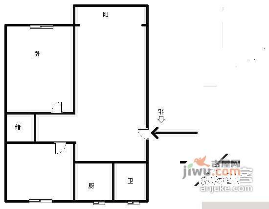 环成公寓2室2厅1卫98㎡户型图