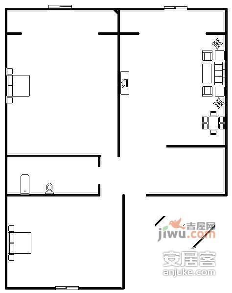 漕溪四村3室1厅1卫64㎡户型图