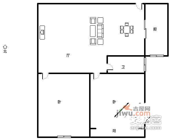 漕溪四村2室2厅1卫户型图