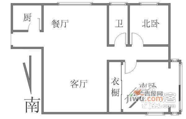 大闻公寓2室2厅1卫105㎡户型图