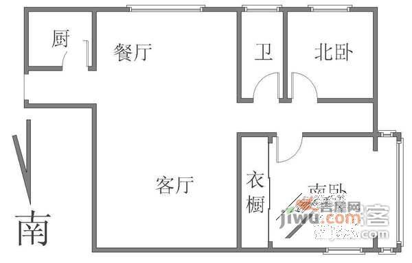 大闻公寓2室2厅1卫105㎡户型图