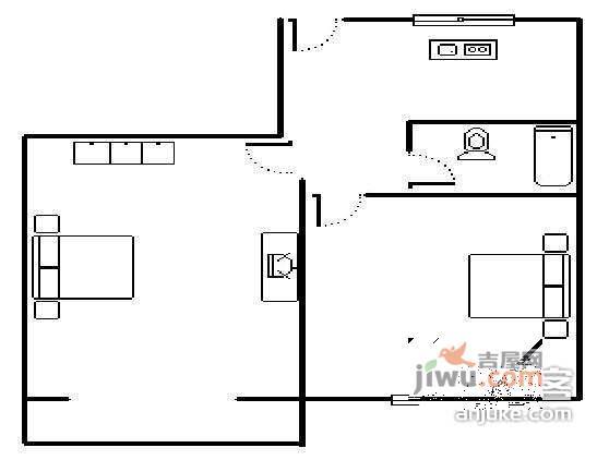 清枫大楼2室1厅1卫65㎡户型图